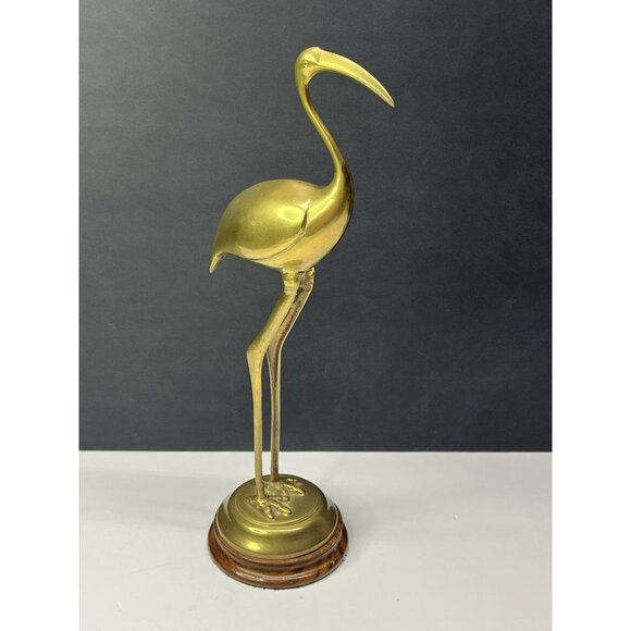 Brass Egret Crane Mid Century Modern 13.5 Inches tall MCM - Picture 15 of 16